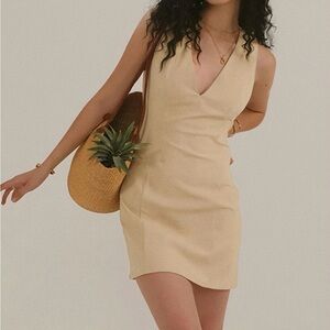 NWT Commense Linen Blend V-Neck Mini Dress